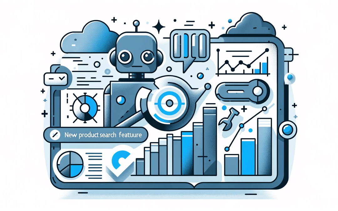 En illustration af en robot med grafer og data.