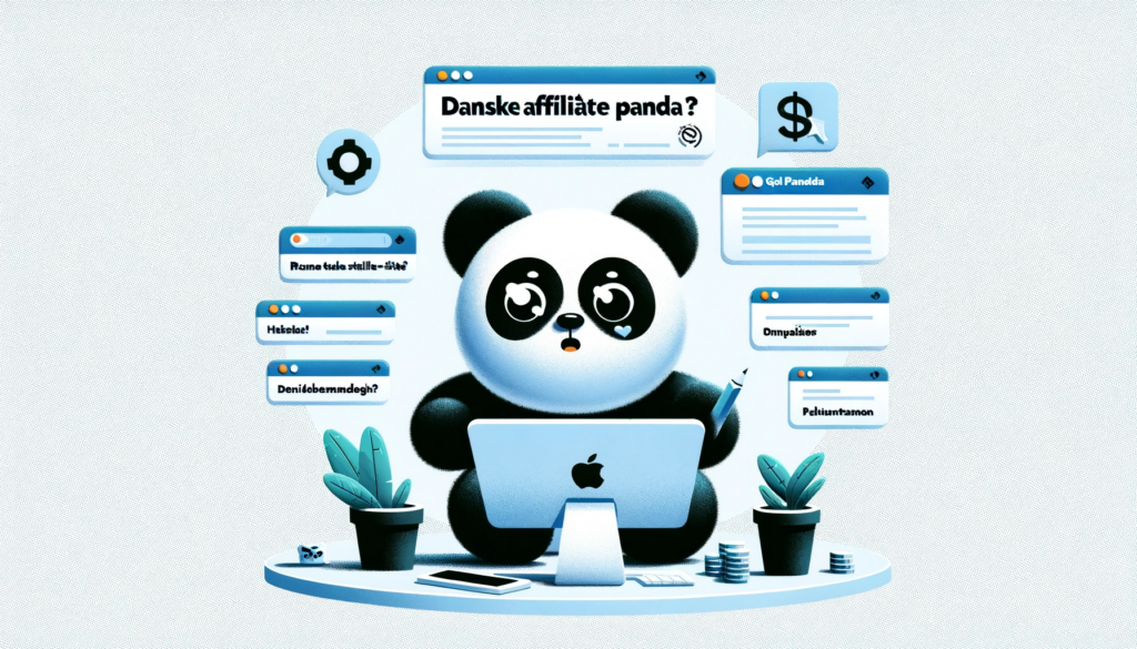 En pandabjørn sidder ved en computer.