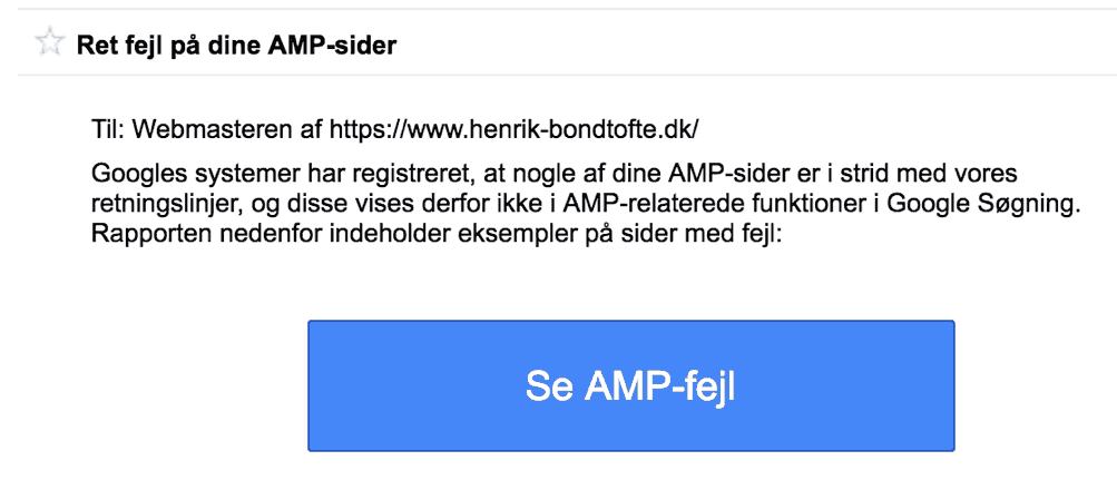 AMP-Fejl i Search Console