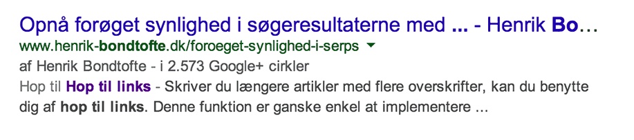 Hop til links, som de så ud i gamle dage. I dag ligner de mere sitelinks og placeres lige under dit resultat.