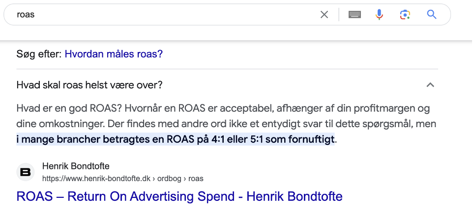 Et skærmbillede af en google-søgning efter ordet ras.