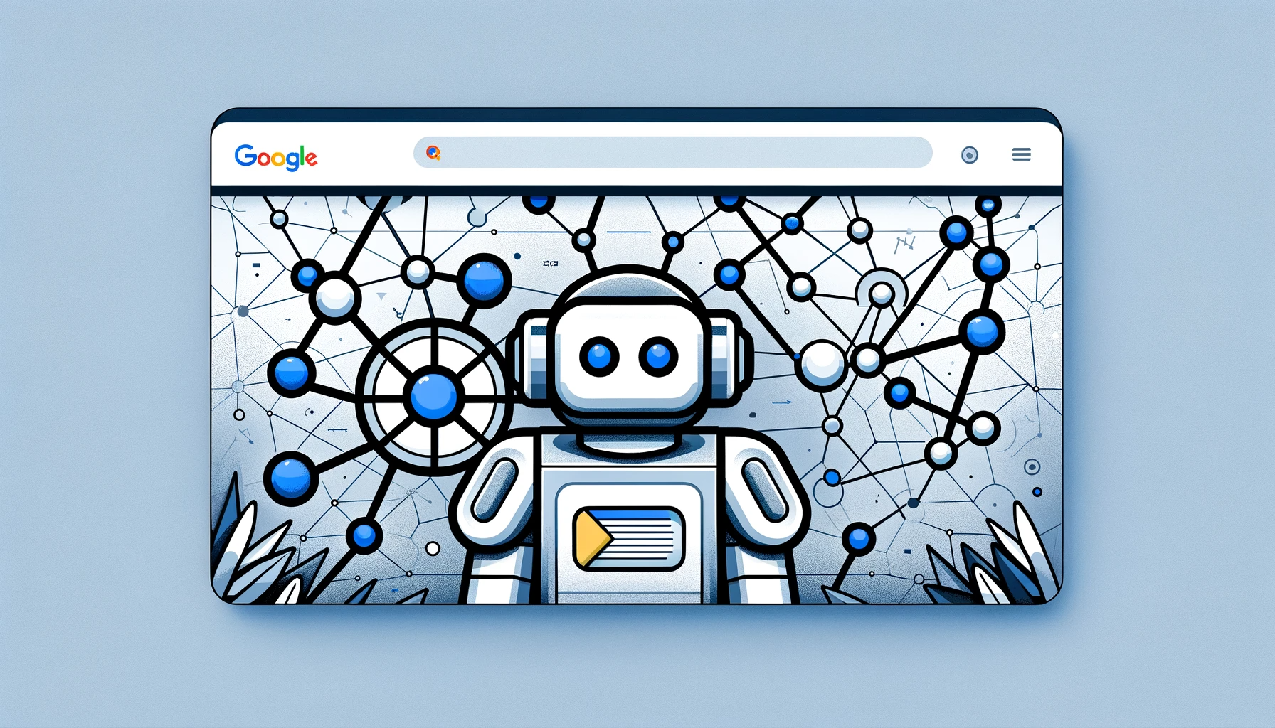 En Google-søgeside med en robot på.