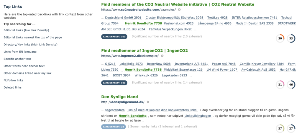 Majestic Top Links for denne blog